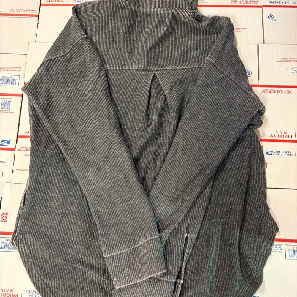 Thread & Supply Charcoal Ribbed Button-Front Jacket - Picture 3 of 3